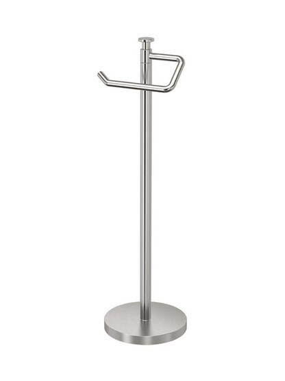 Harper Freestanding Toilet Paper Holder in Satin Nickel.